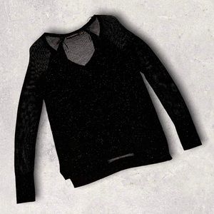 Rock & Republic Black Sparkle Long Sleeve Top